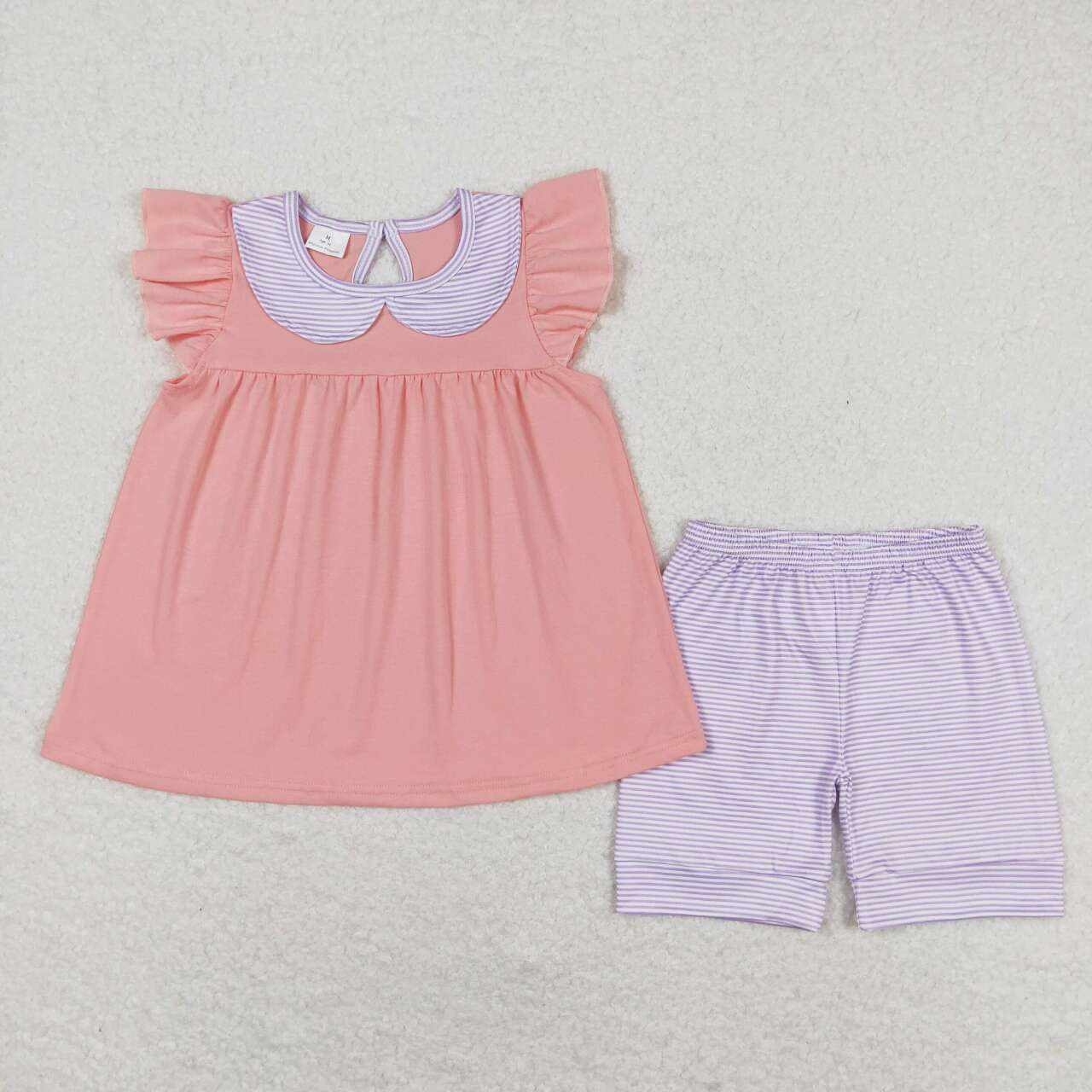 infant toddle girls pink shirt lavender shorts summer outfit