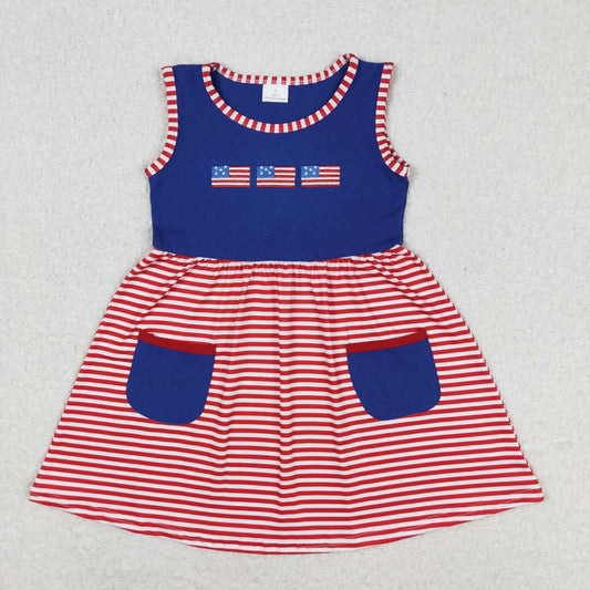 American girls july 4th embroidery flag dress