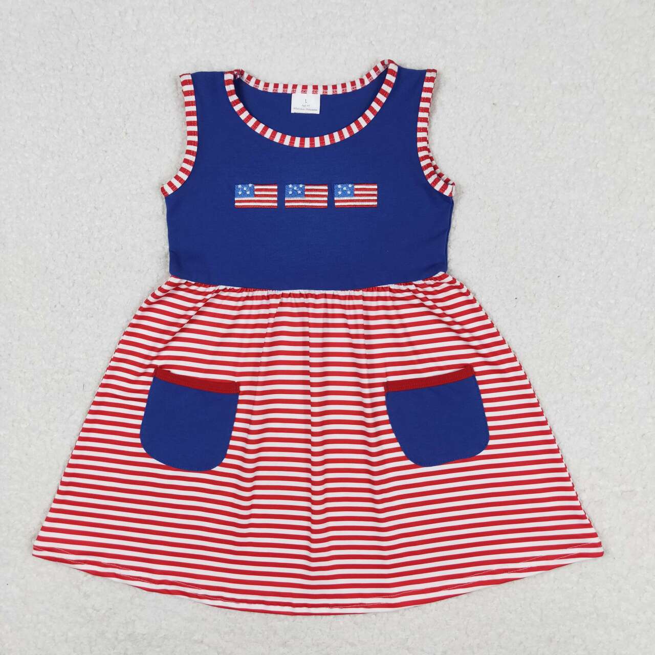 sister brother American girls july 4th embroidery flag matching clothes