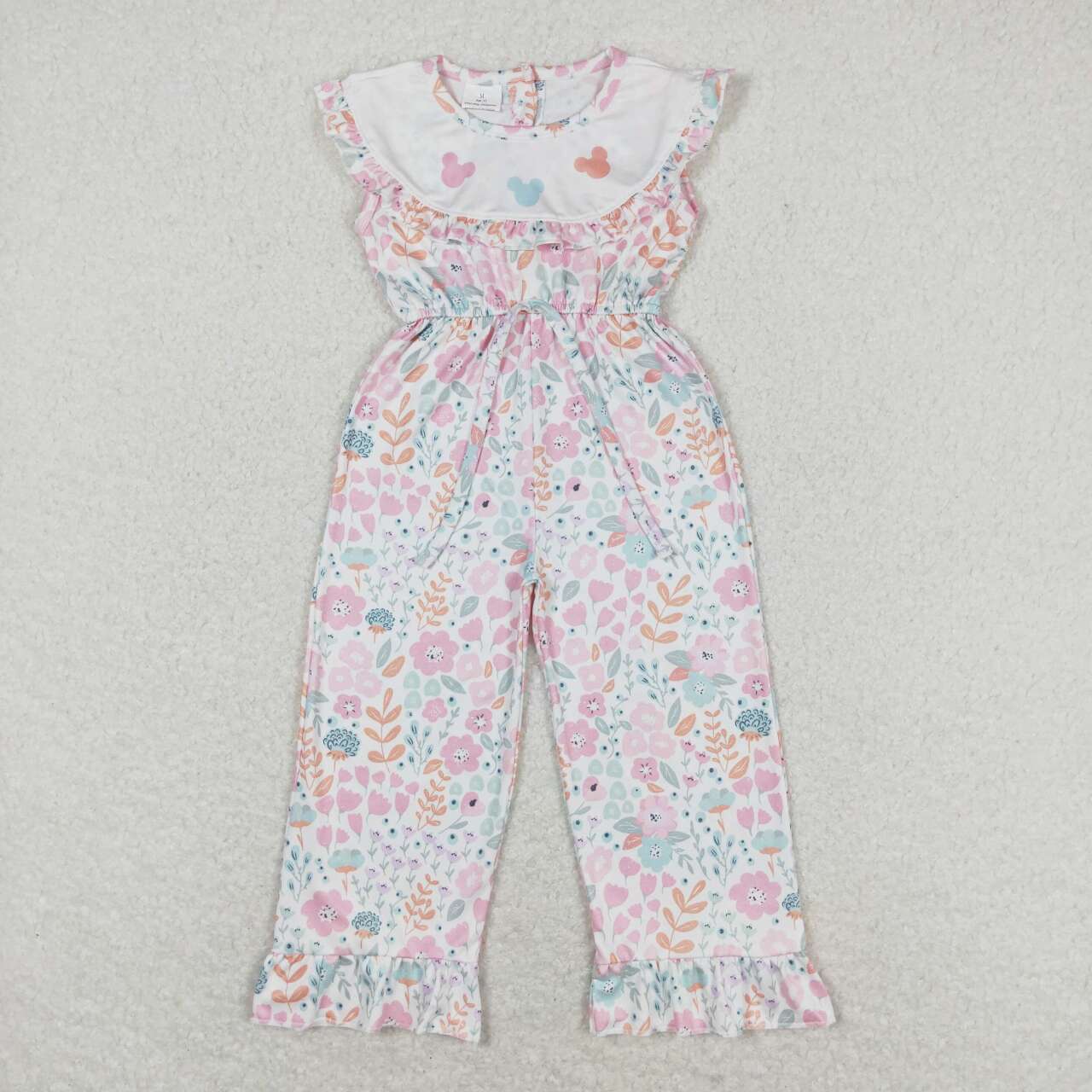 toddle girls cartoon floral wide leg jumpsuit