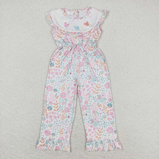 toddle girls cartoon floral wide leg jumpsuit