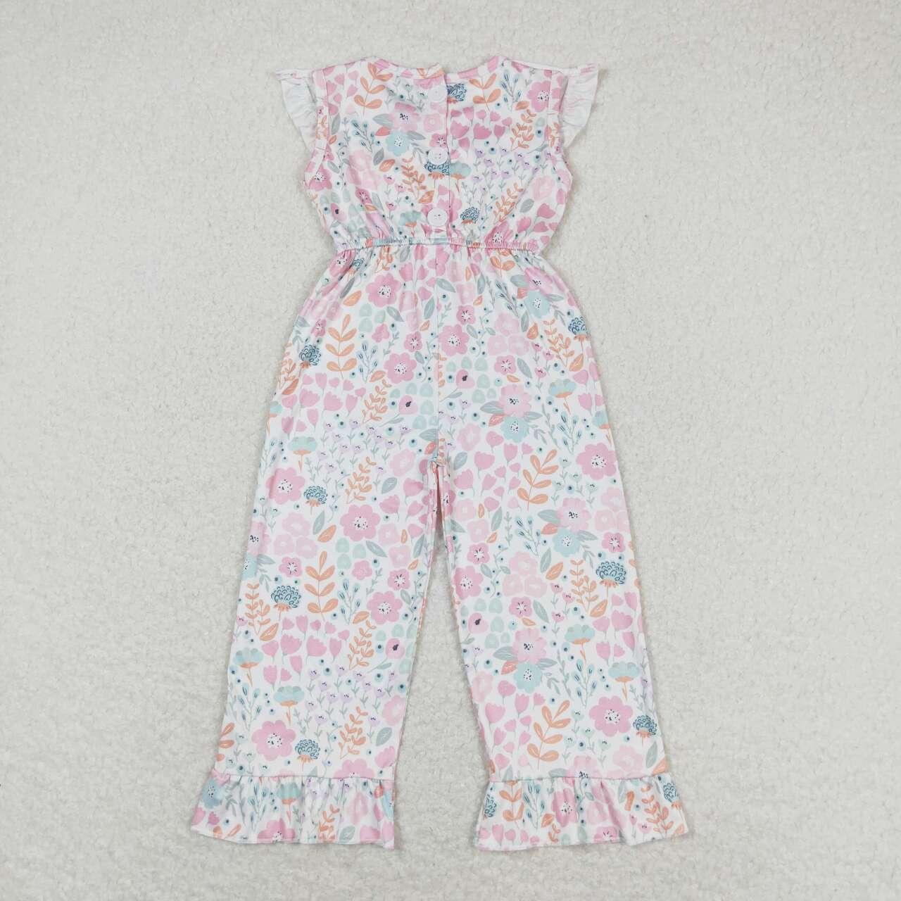 toddle girls cartoon floral wide leg jumpsuit