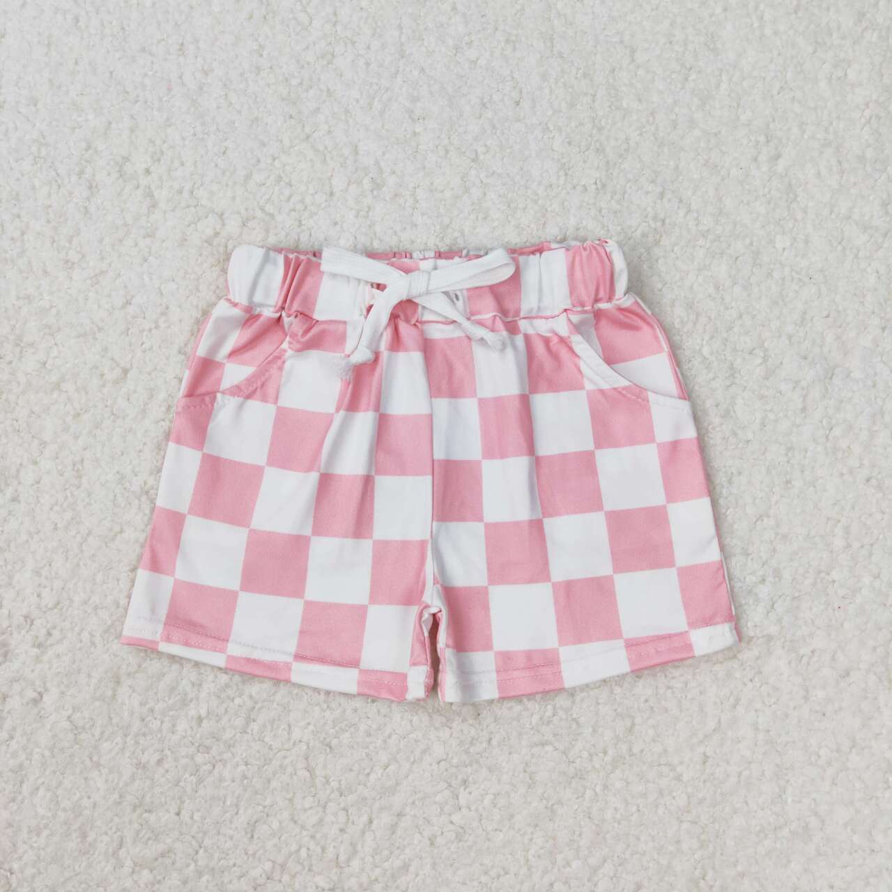 baby girl pink checkered summer shorts