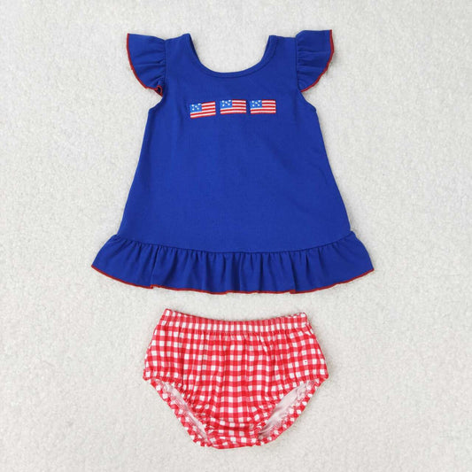 embroidery American flag july 4th bummies set