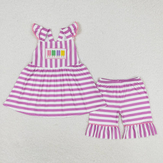 baby girls embroidery Popsicle clothing set