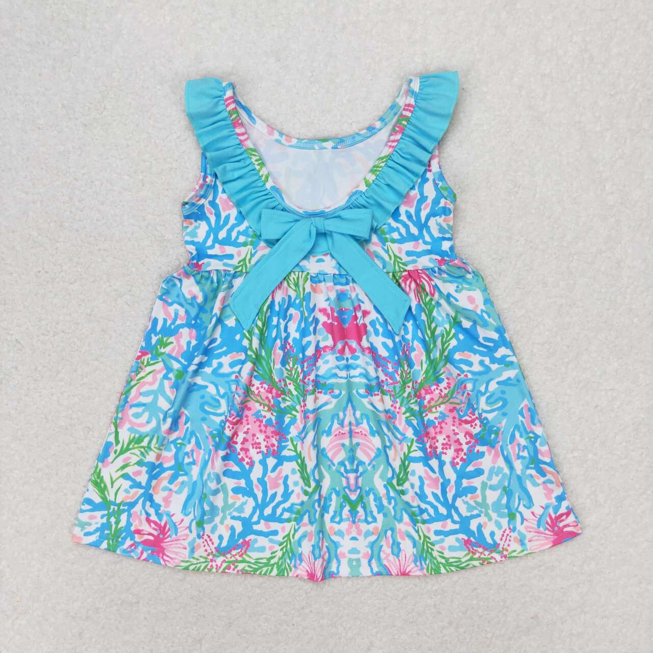 wholesale baby girls blue floral boutique dress