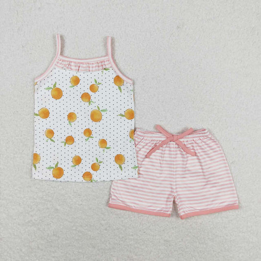 infant toddle girls orange fruit summer short set