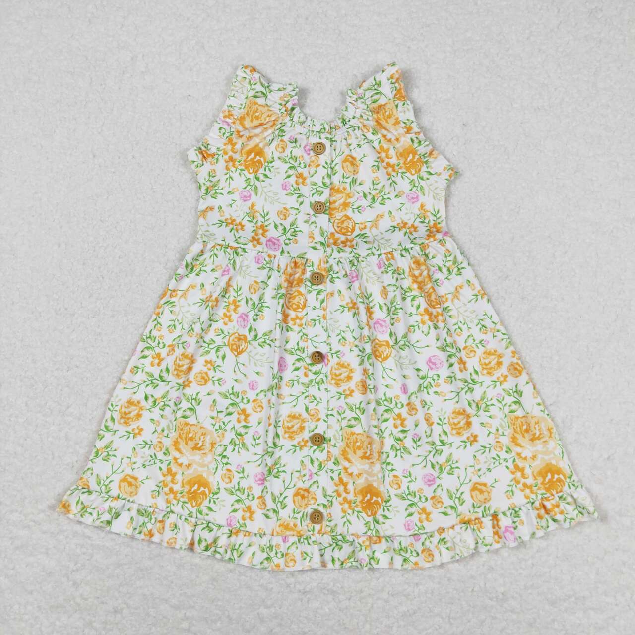 yellow pink floral baby girls boutique dress