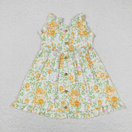 yellow pink floral baby girls boutique dress