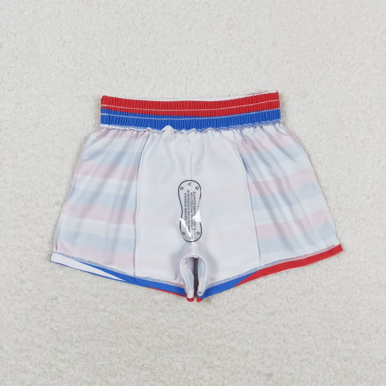 Boys july 4th blue white red stripes swim trunks preorder