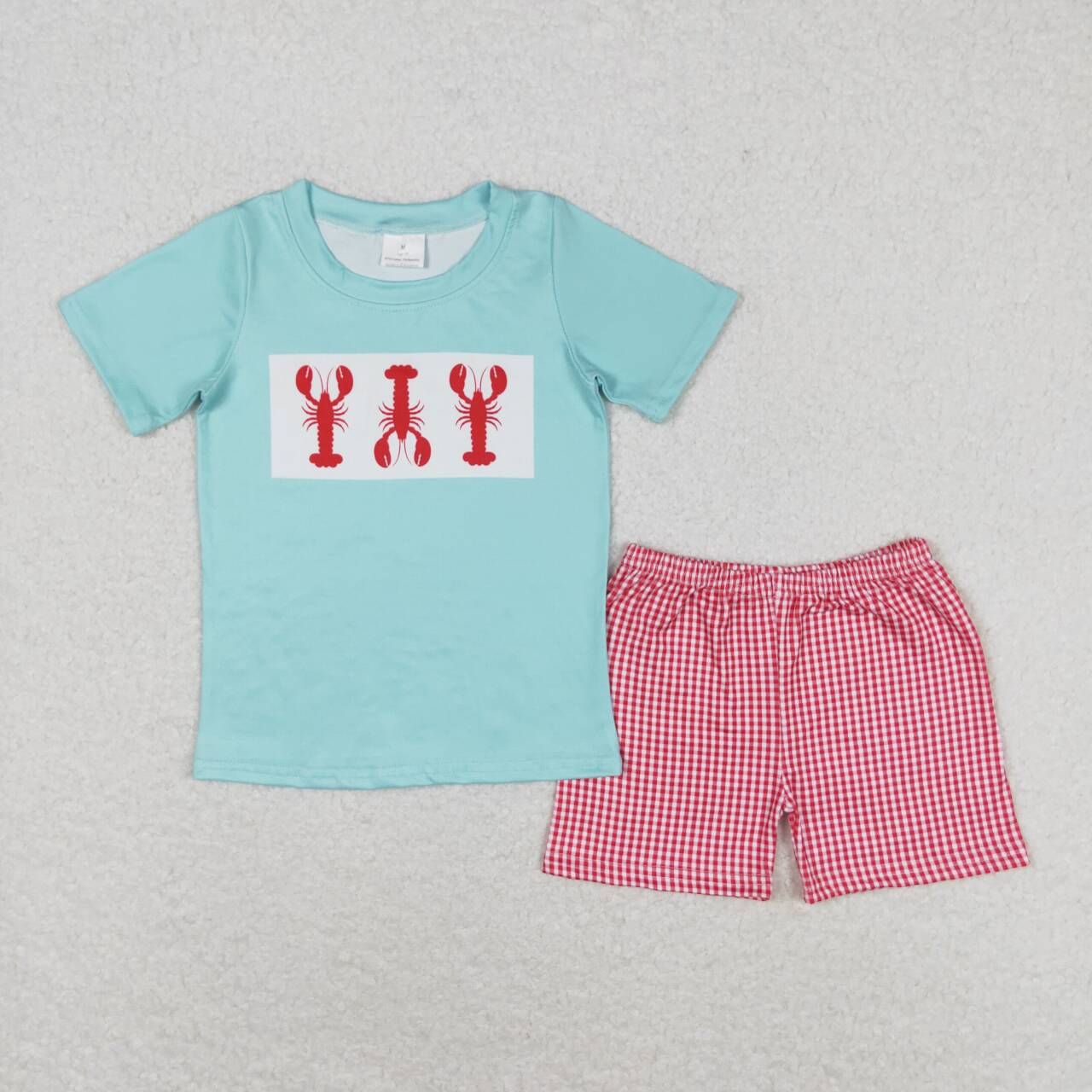 boy lobster shirt red gingham short outfit