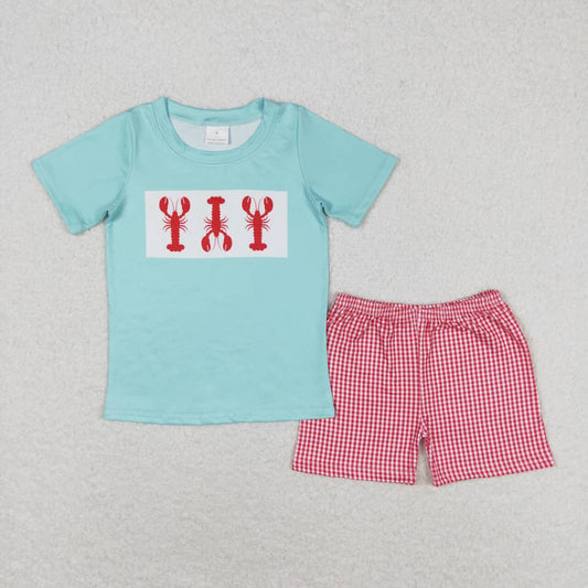 boy lobster shirt red gingham short outfit