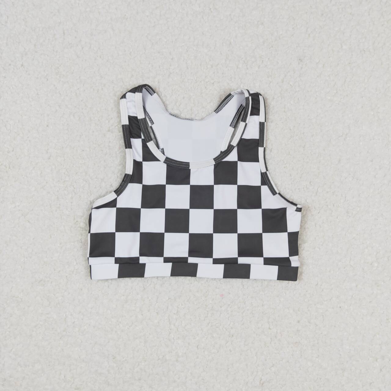 infant baby girls black checkered crop tanks