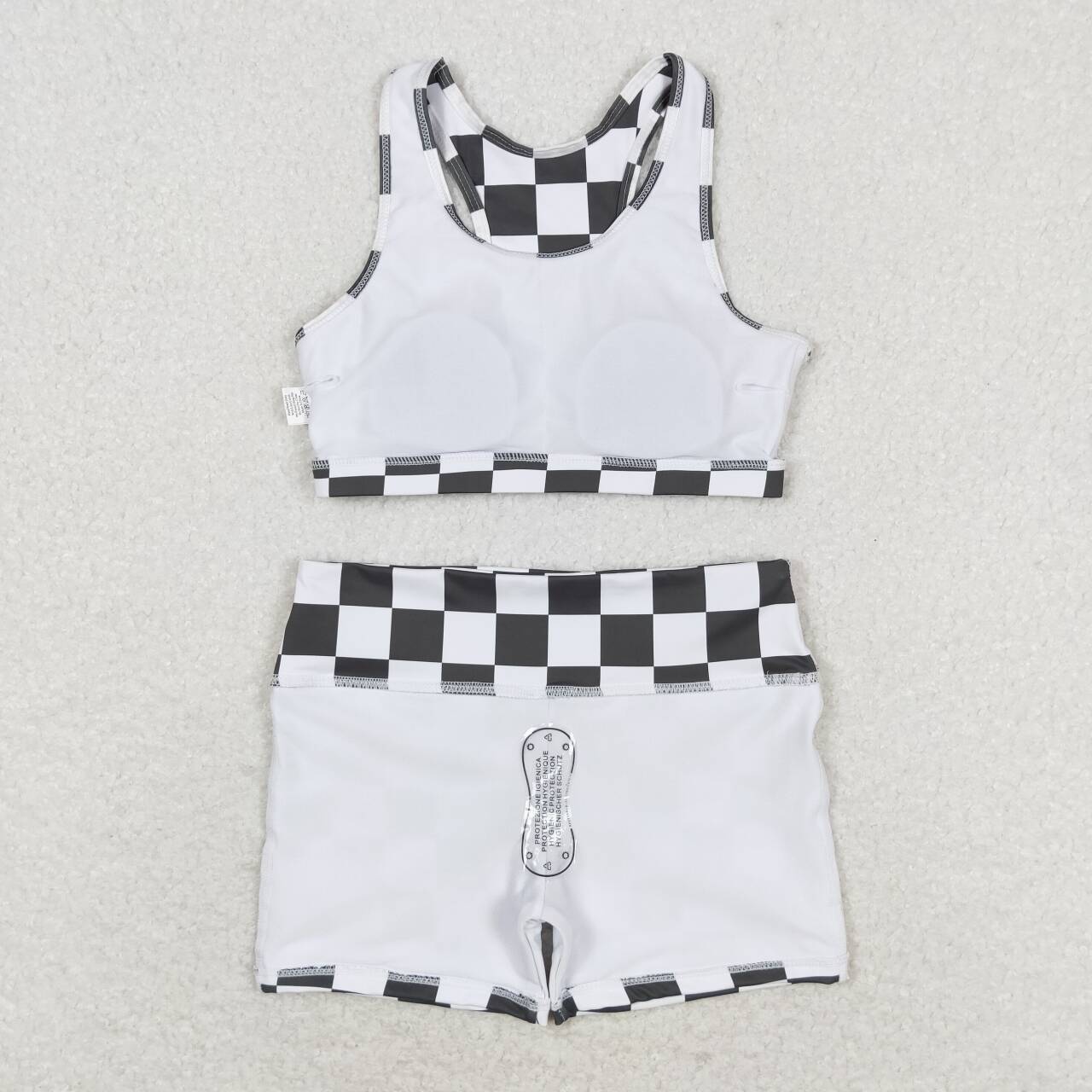 white black checkered boutique yoga outfit