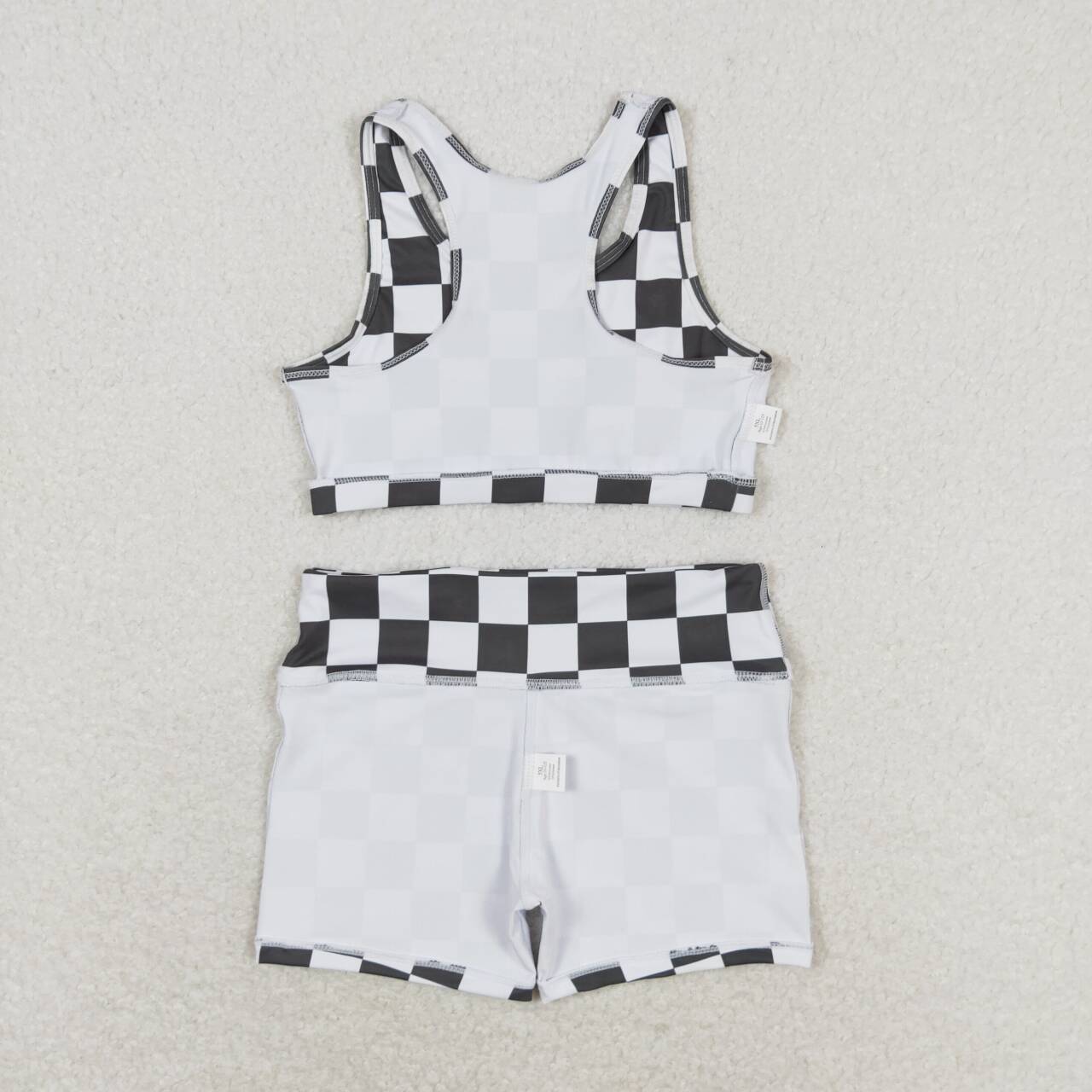 white black checkered boutique yoga outfit