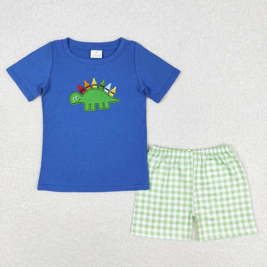 toddle baby boy back to school embroidery pencil dinosaur outfit