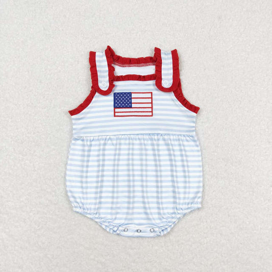 toddle girls july 4th embroidery American flag romper