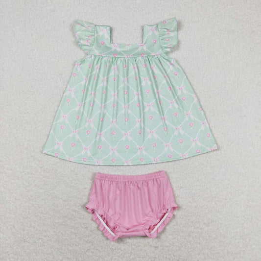 toddle baby girls pink floral bummie set