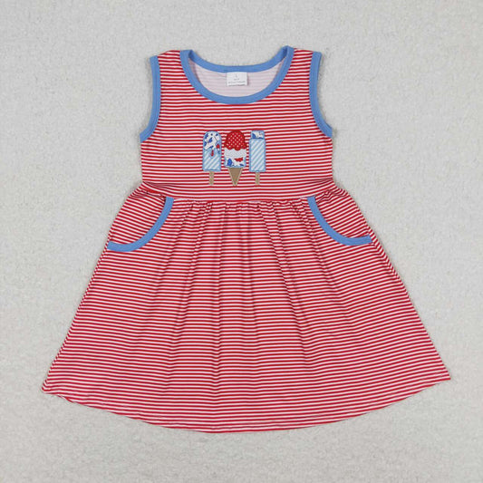 baby girls embroidery popsicle july 4th pocket dress