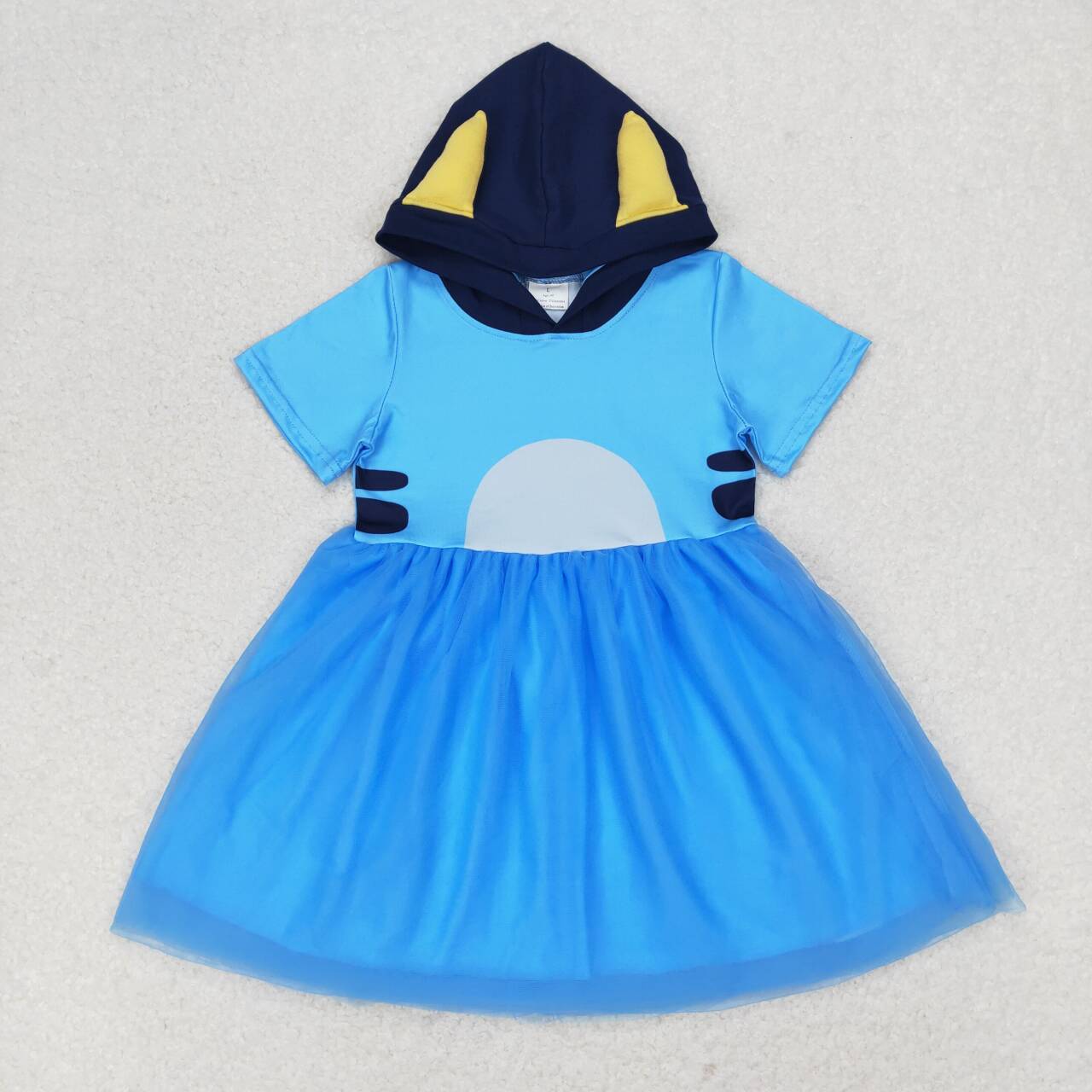 blue cartoon dog hoodie tulle dres