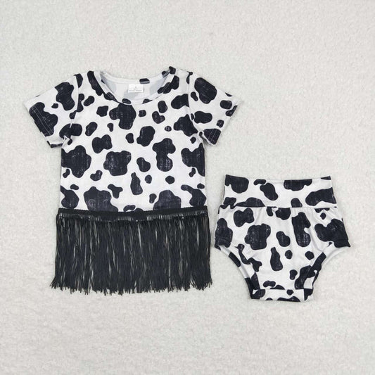 toddle girls black cowhide bummies set