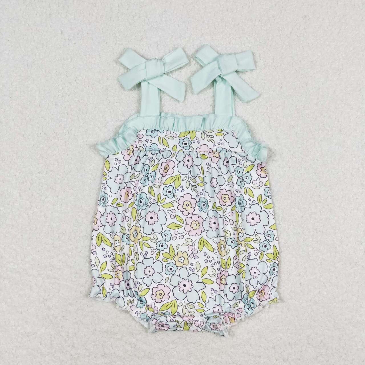 infant toddle baby girls blue floral romper