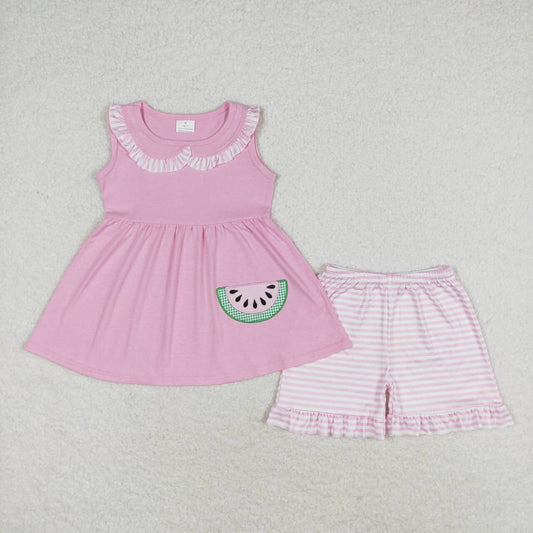 toddle baby girls embroidery watermelon summer outfit