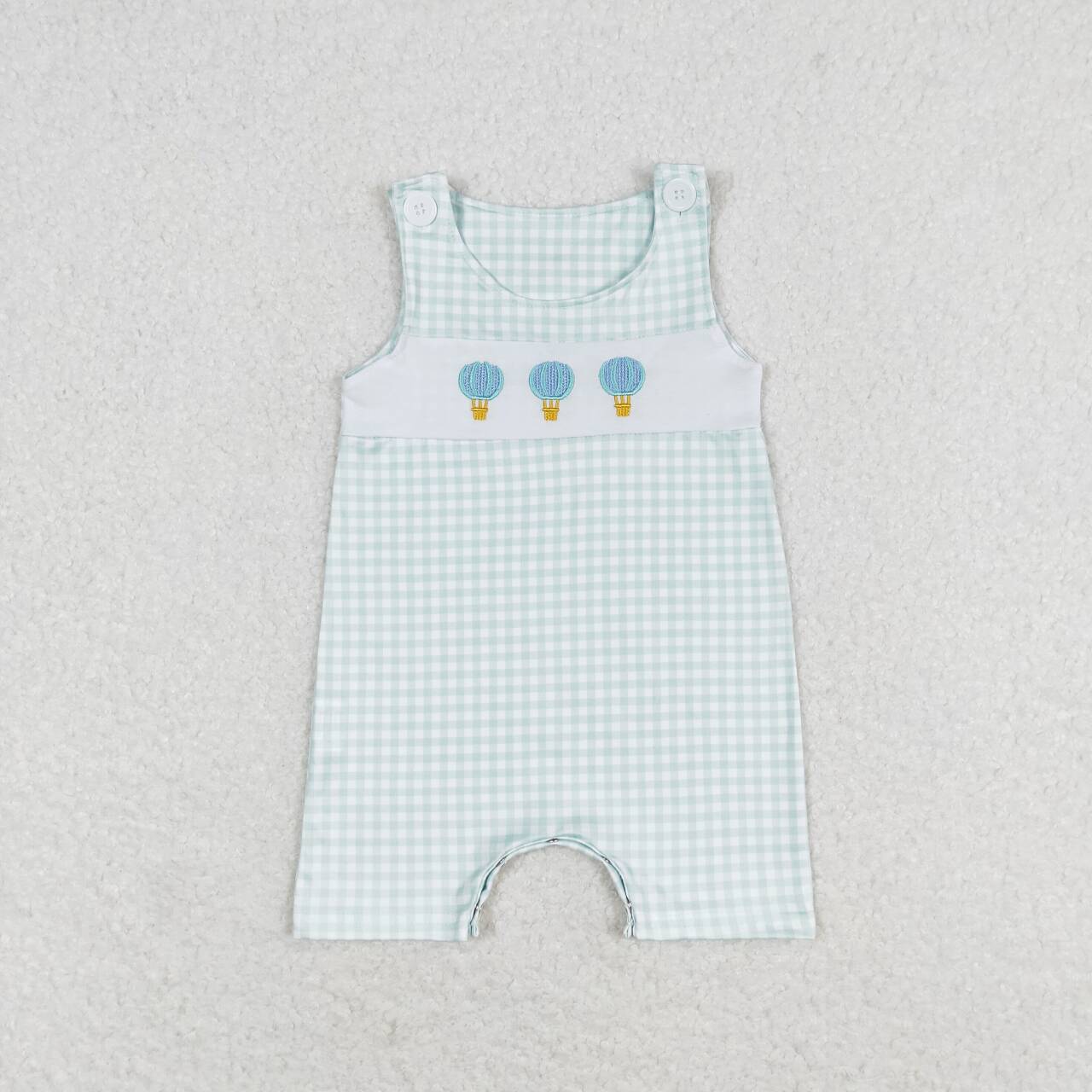 toddle baby boy ginghan embroidery balloon romper