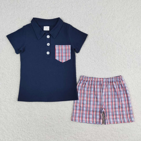 navy polo shirt matching shorts outfit