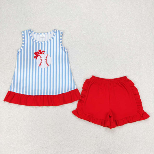 baby girls embroidery baseball sports outfit