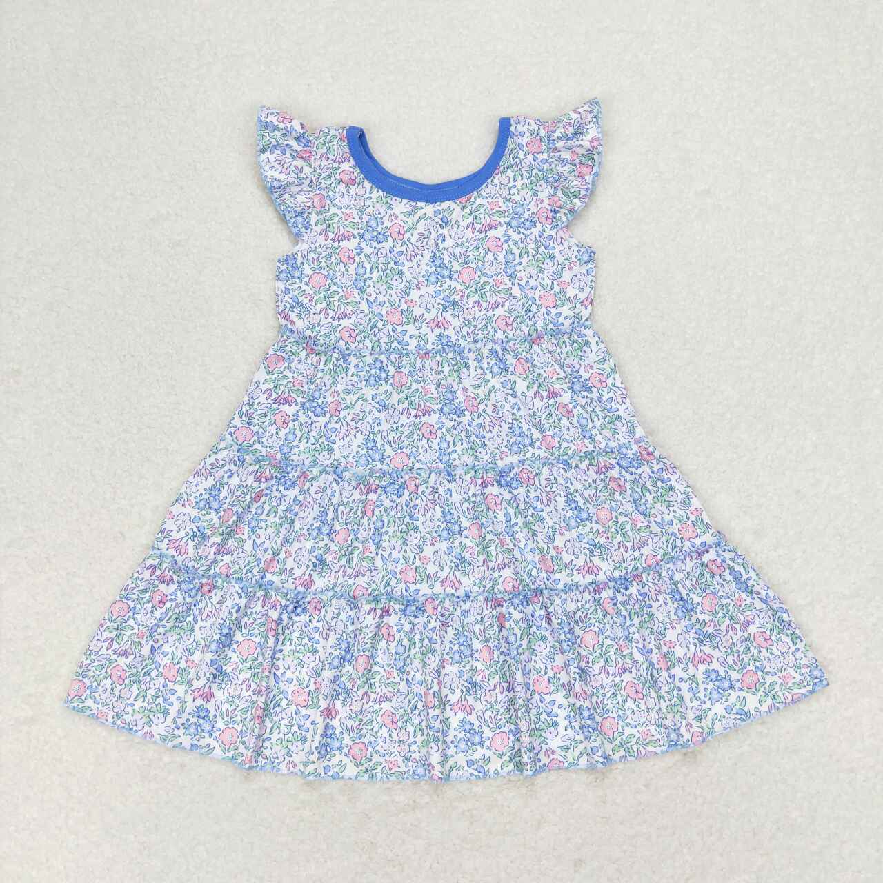 wholesale girls blue floral boutique dress