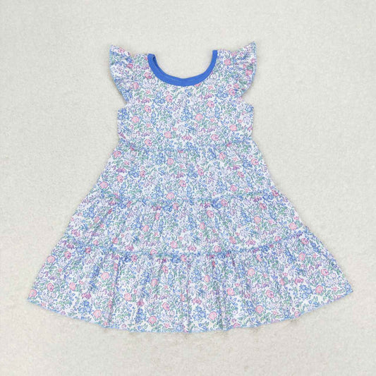 wholesale girls blue floral boutique dress