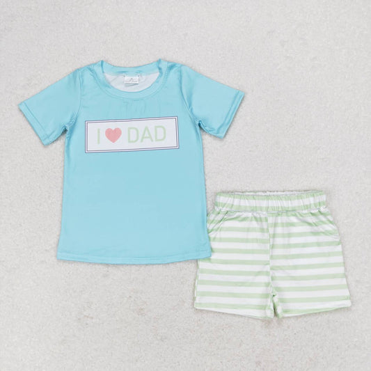 embroidery I love dad fathers day baby boy summer short outfit