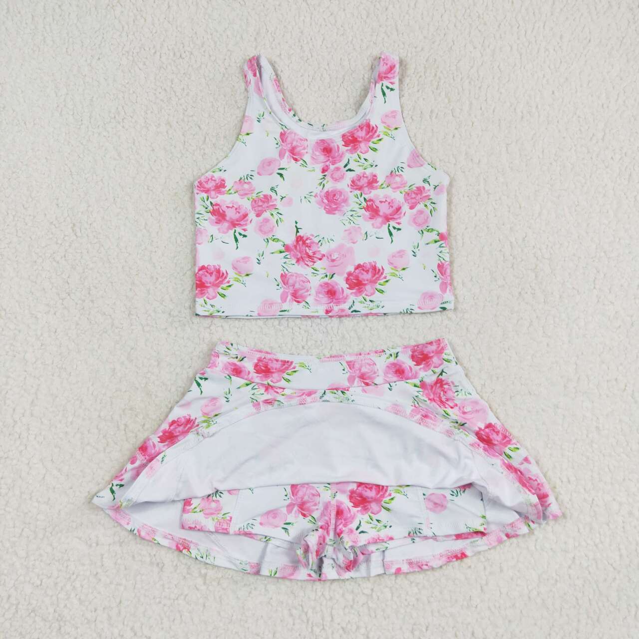 pink floral girls summer skirt outfit