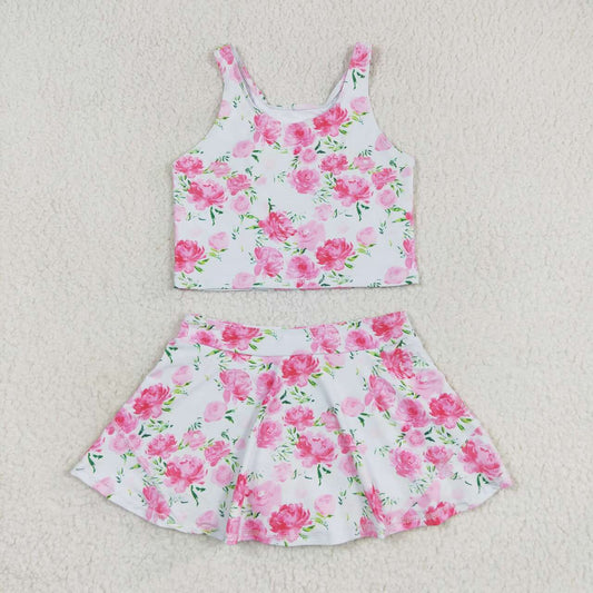 pink floral girls summer skirt outfit