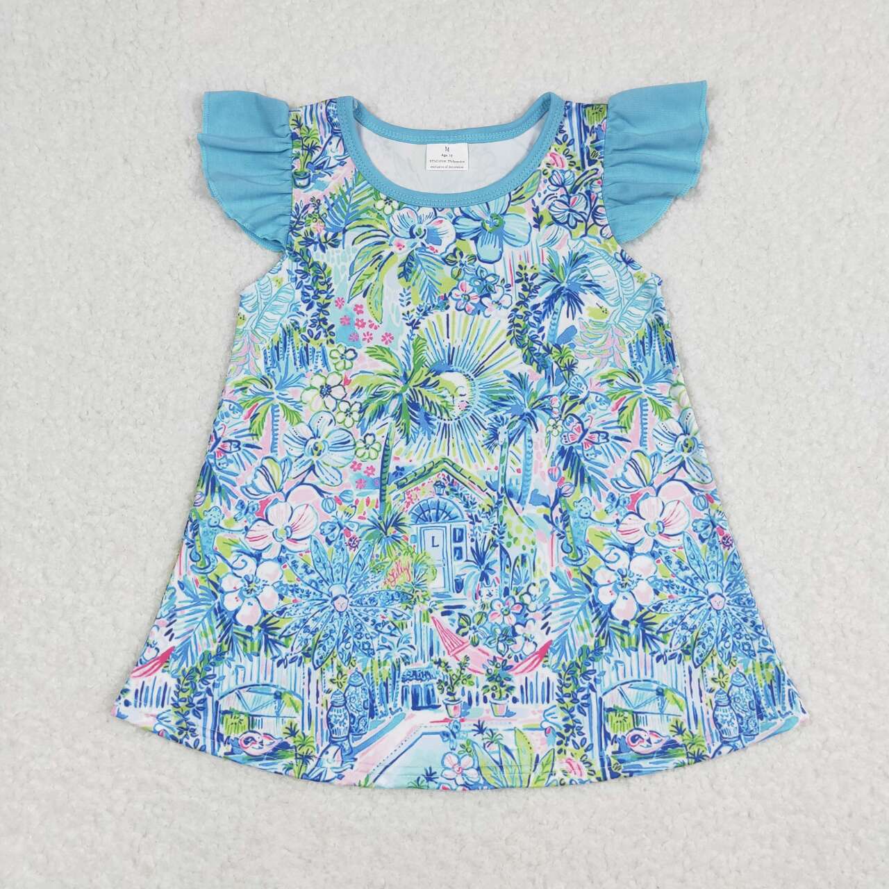 toddle baby girls blue floral boutique shirt