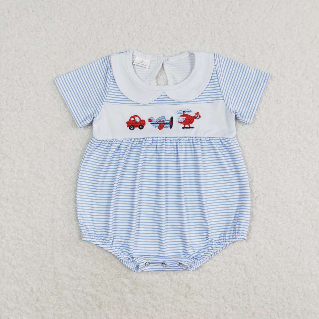 toddle boy embroidery car plane print romper