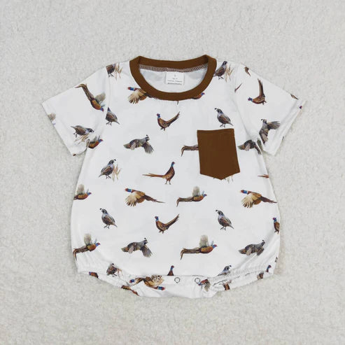 big brother brown pocket shirt forest bird shorts matching clothing set