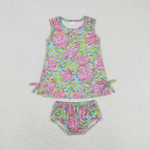 sister brother turtle floral matching summer beach outfit baby clothes