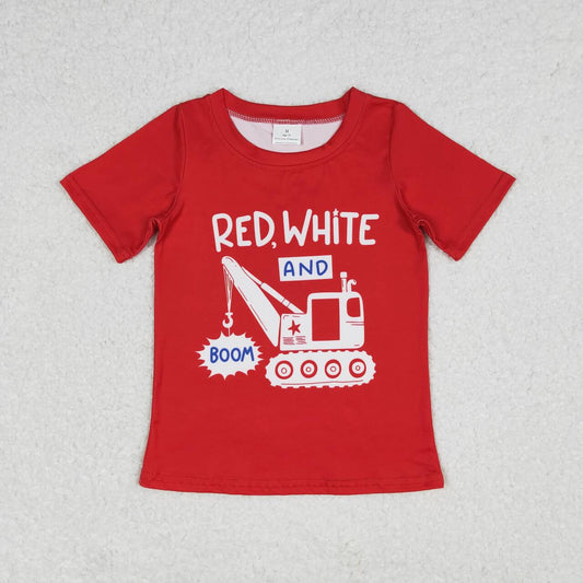 red white construction short sleeve shirt