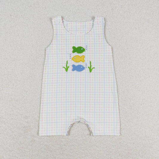 toddle boy embroidery three fishes romper