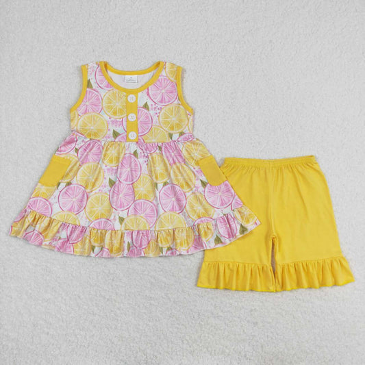 baby girl lemon print matching outfit