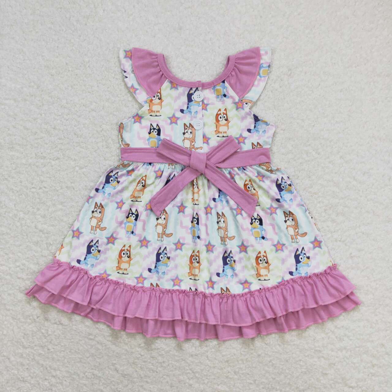 blue cartoon dog baby girls boutique dress