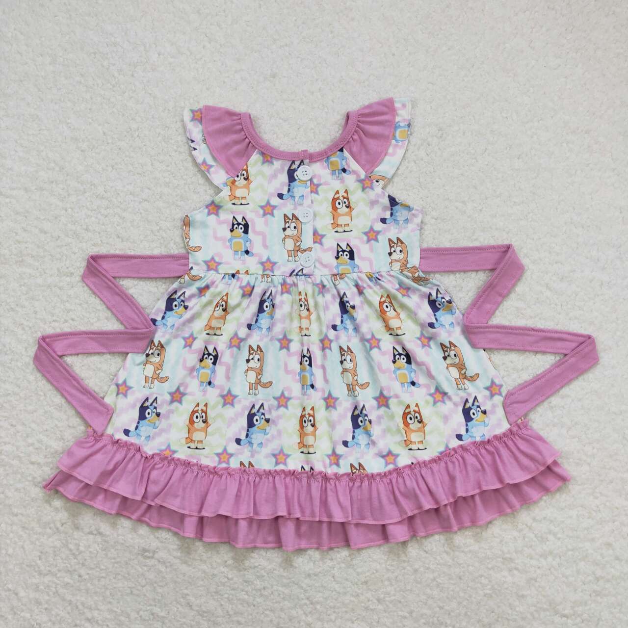 blue cartoon dog baby girls boutique dress