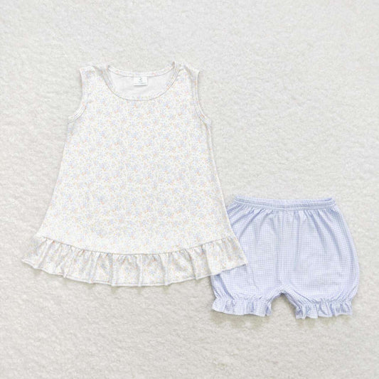 toddle baby blue floral matching outfit