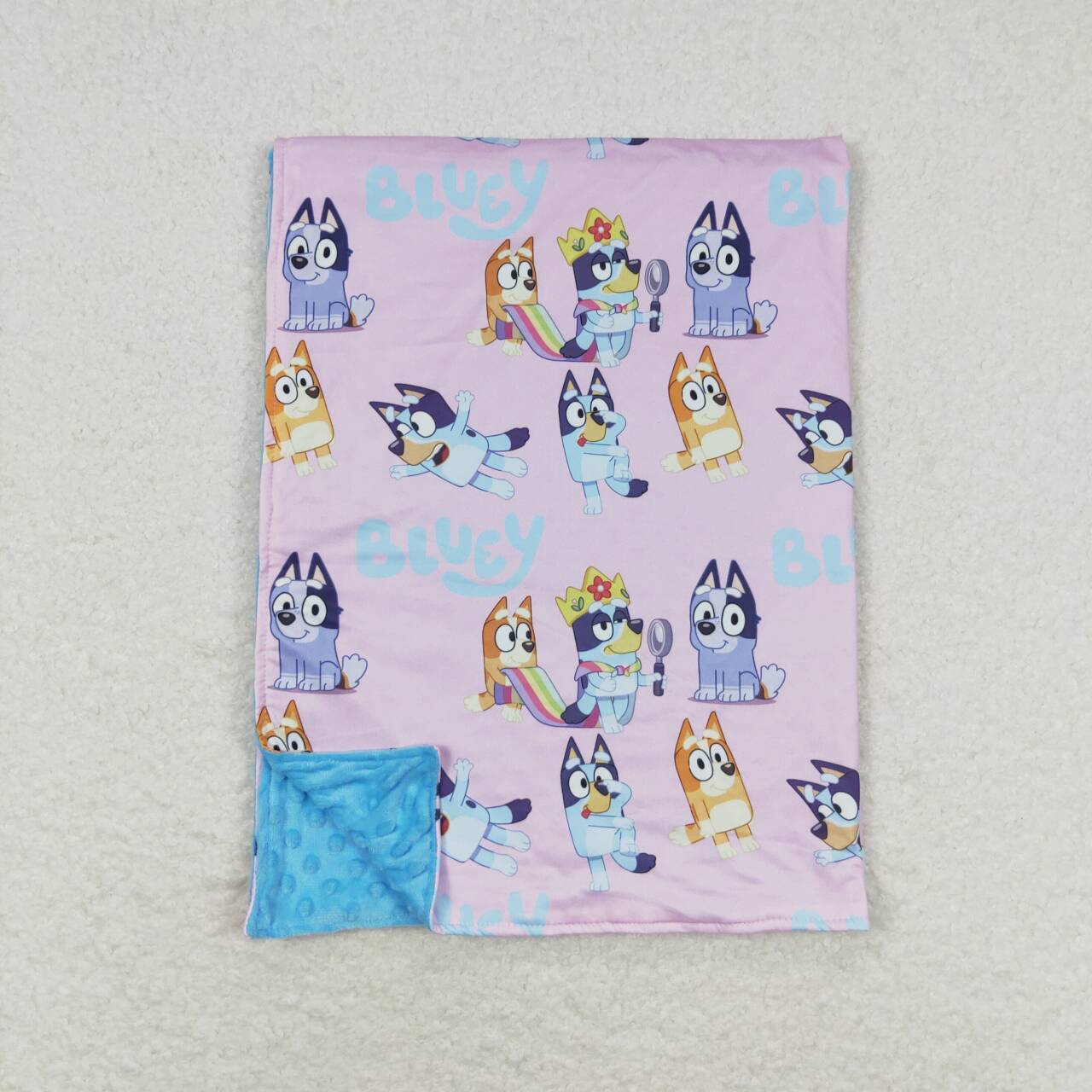 infant baby girls blue cartoon dog pink blanket