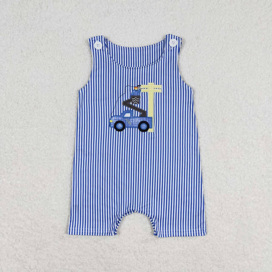 baby boy embroidery lineman romper