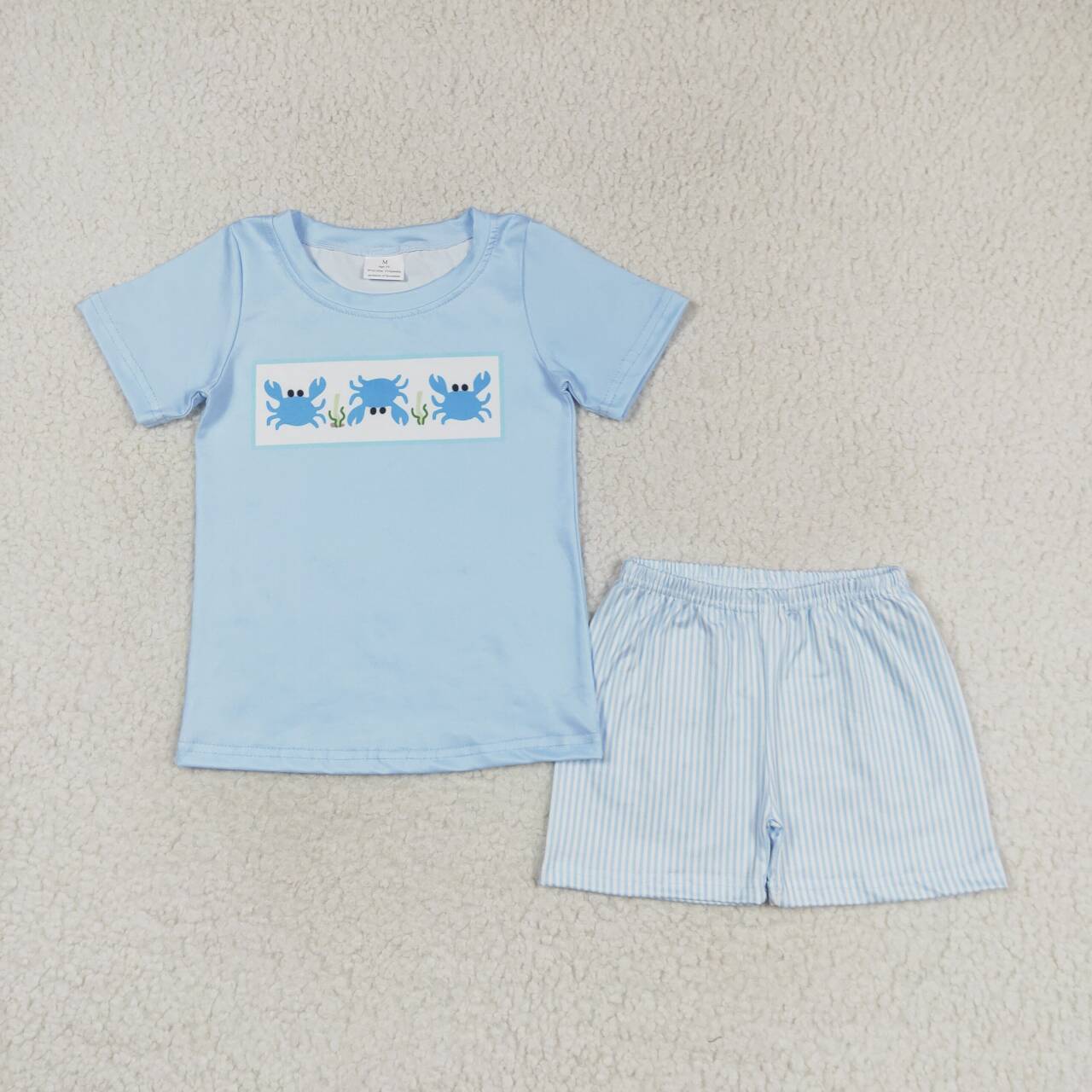 sister brother toddle baby matching crab beach outfit