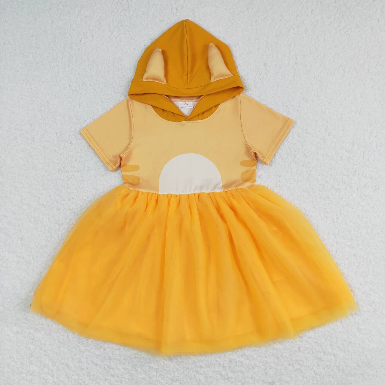 yellow cartoon dog hoodie tulle dress