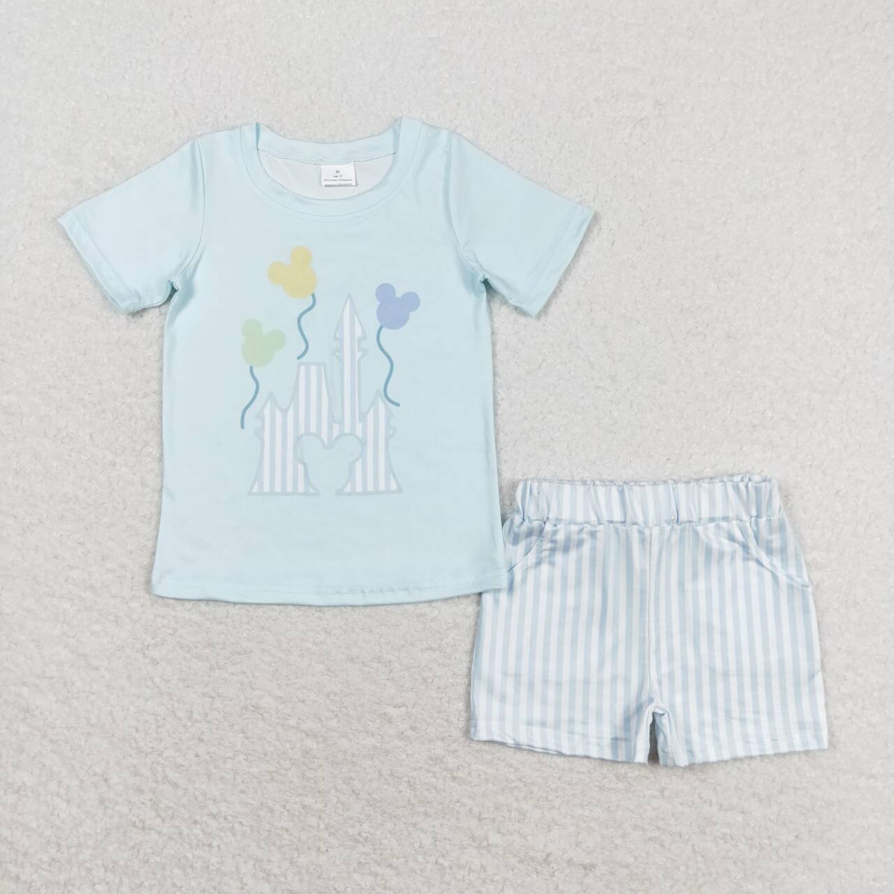 blue castle shirt stripes shorts boy summer clothes